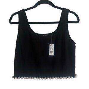 NWT Black Pearl Embellished Crop Tank Top